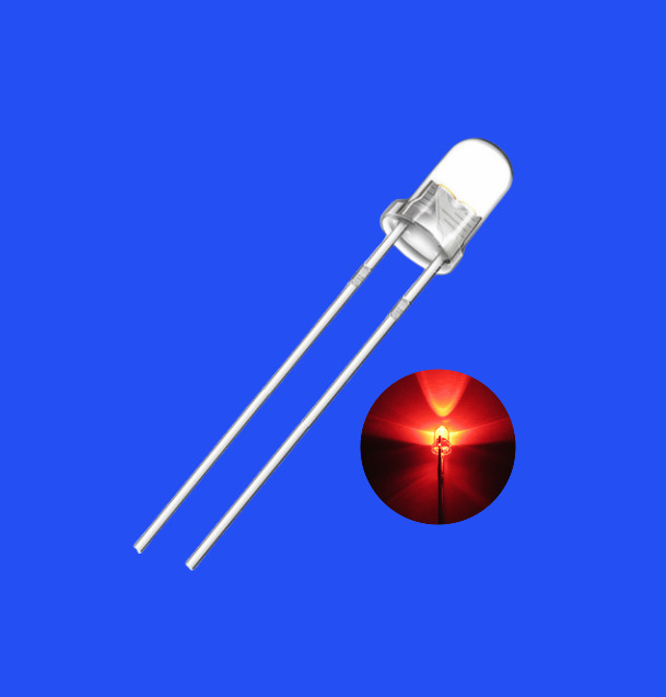 0.2W Illuminated 3mm 620-630nm Red Color 14000-16000mcd Round Shape LED Diode