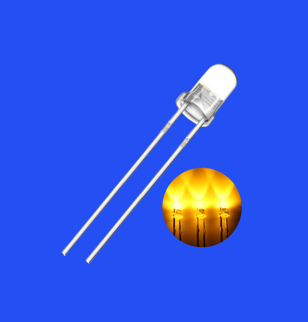 0.2W Illuminated 3mm 585-595nm Yellow Color 14000-16000mcd Round Shape F3 LED Diode