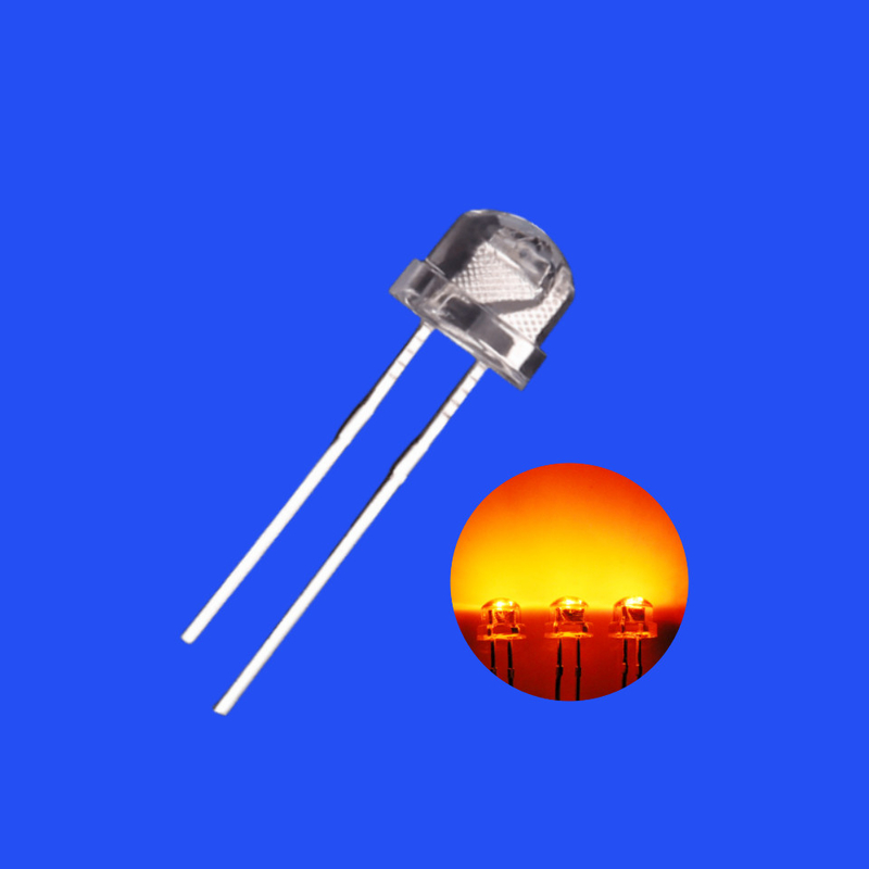 0.5W 5mm 600-610nm Orange Color 4000-5000mcd Strawhat Shape Transparent Lens 120deg Light Emitting Diode