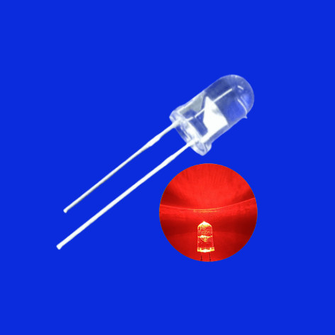 Through Hole LED 5mm 630nm Red Color Clear Lens Round With Flange For Illumination