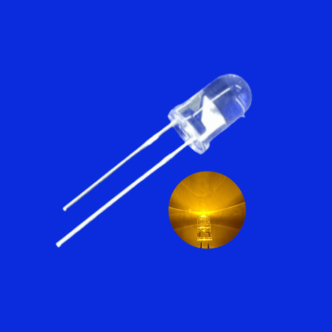5mm LED Light Diode 590nm Yellow Color 3000mcd Clear Lens Round Head With Flange