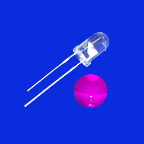 5mm LED Light Diode Pink Color 2000-3000mcd Clear Lens Round Head With Flange Short Pins For Lighting
