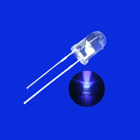 5mm LED Light Emitting Diode 390nm - 400nm Purple Color 300mcd - 400mcd Clear Lens Round Head With Flange