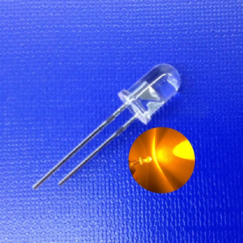 quality 5mm LED Yellow Color 590nm 10000mcd Transparent Round Head For Traffic Warning Light factory