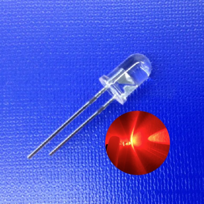 quality Through Hole 5mm Round Head 620nm 12000mcd Clear Round Lens With Flange For Traffic Light factory