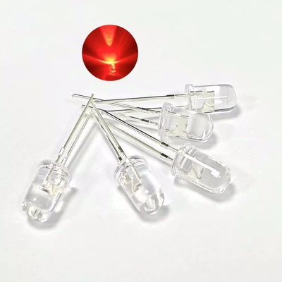  Indicator Diode 660nm Red Color Round Clear Lens With Stopper Anti-Rust Dip LED Diode