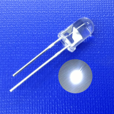 Buy LED Light Emitting Diode 5mm 8000K White 30000mcd Super Bright Round Clear Lens With Flange online manufacture