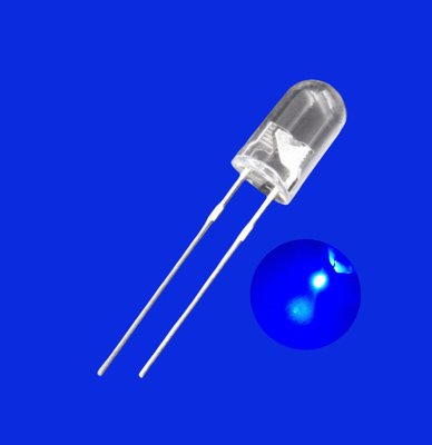 0.5W 5mm LED Light Emitting Diode 520-530nm Blue Color 25000mcd Clear Lens For Indicator Lighting
