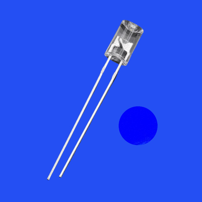 Good price 5mm 1.5Hz 1/12 Duty Cycle Blue Color 460-470nm 500-1000mcd 90deg Flangeless Concave Shape Flashing LED online