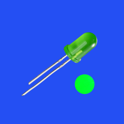5mm 2Hz 1/8 Duty Cycle 12V Tinted Foggy Green Color 520nm 2000mcd 60deg Resistor Integrated Flashing LED