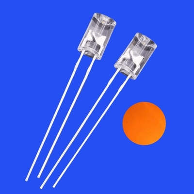 5mm 2Hz 1/6 Duty Cycle 12V Clear Orange Color 600nm 1200mcd 90deg Resistor Integrated Flangeless Concave Flashing LED