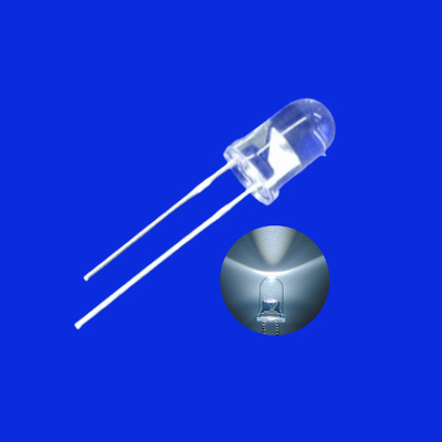 Buy 5mm LED Light Diode White Color 7000-9000K 10000-12000mcd Clear Lens Round Head With Flange online manufacture