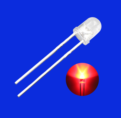 Good price 4mm LED Light Diode 620nm - 630nm Red Color 1000mcd - 2000mcd Clear Lens Round Head Short Pins For Indicator online