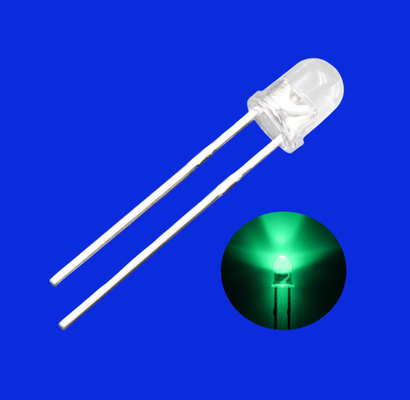 Good price 4mm LED Light Diode 520nm - 530nm Green Color 12000mcd - 15000mcd Clear Lens Round Head Short Pins For Indicator online