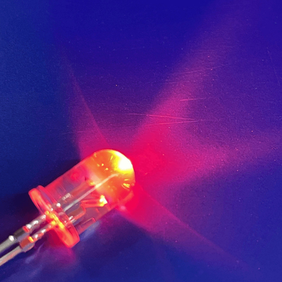 Traffic Warning Light LED Diode 5mm 45deg 625nm Red Color 12000mcd Short Pin With Stopper