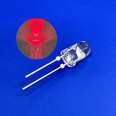Traffic Warning Light LED Diode 5mm 45deg 625nm Red Color 12000mcd Short Pin With Stopper