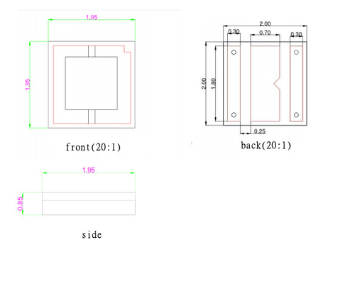 High Power 2W Green Color Square Head SMD 2020 Ceramic Holder 70-90lm 520-525nm 120deg LED Chip