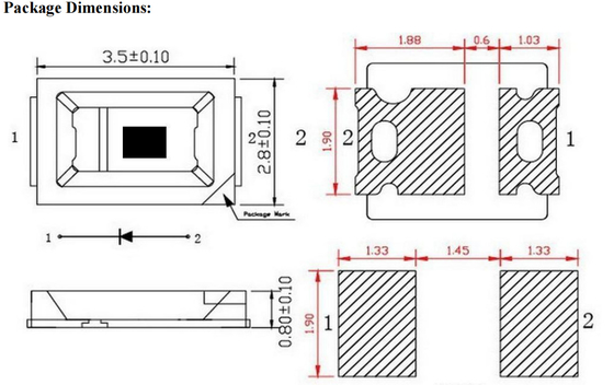 Customized High Power 2835 SMD Chip 1730nm 2000nm 3000nm Infaired IR LED Emitter For Medical Equipment