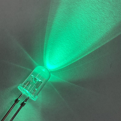 Green Color 5mm LED Diode 45deg 500nm Clear Round Head With Stopper For LED Turn Signal