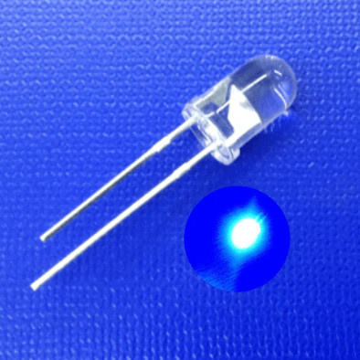 5mm LED Diode 460nm Blue Color 10000mcd 3V Transparent Round Lens With Flange