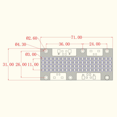 UV Diode 71*31mm 385nm 395nm 405nm 176W 12-14W/CmÂ² COB UVA LED Module