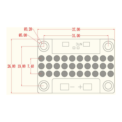 37*26mm UV LED Module 12-15W/cm2 115W 385nm 395nm 405nm UVA LED Diode For Industrial Machine