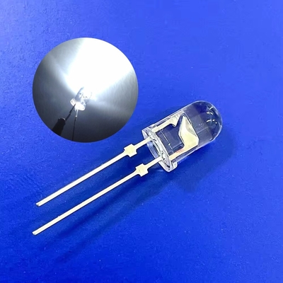 Dip Traffic Warning Light LED Diode 5mm 45deg White Color 9000K 22000mcd Clear Lens With Stopper