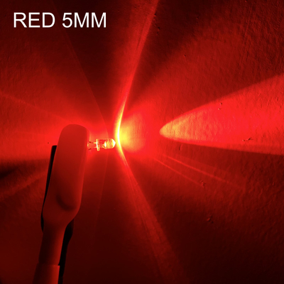 Traffic Warning Light LED Diode 5mm Round Head 620nm 12000mcd Short Pins With Stopper