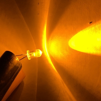 5mm Amber Color 590nm Super Bright 12000mcd Short Pin With Stopper For Traffic Warning Light