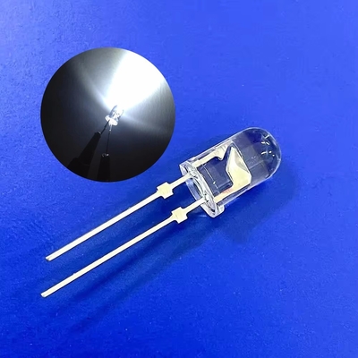 5mm 9000K White Color 22000mcd Stopper Pins Round Clear Lens Gold Bond Wire For Traffic Light