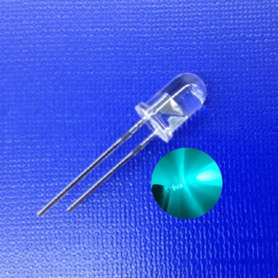 5mm Traffic Warning Light LED Diode 45deg 500nm Bluish Green Color 15000mcd Round Shape Clear Lens