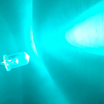 5mm 45deg 500nm Bluish Green Color 15000mcd Stopper Pins Clear Round Head F5 Diode