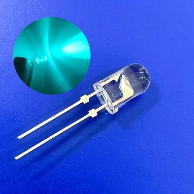 5mm 45deg 500nm Bluish Green Color 15000mcd Stopper Pins Clear Round Head F5 Diode