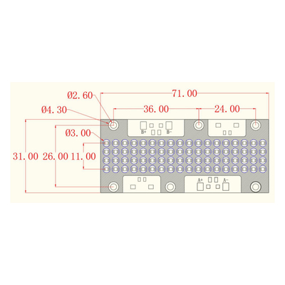365nm 176W High Power 71*31mm 10-12W/cm2 30deg / 60deg SMD Copper Board COB LED Module For Curing