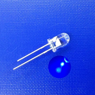 5mm Through Hole LED Diode 460nm 470nm Blue Color 120deg Beam Angle 4-6LM Round Clear Lens