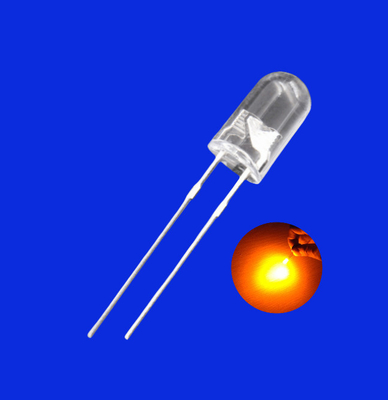 0.5W 5mm LED Light Emitting Diode 600-610nm Orange Color 20000-30000mcd Clear Lens For Indicator Lighting