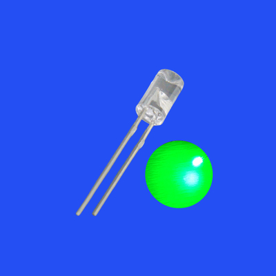 LED Flashing 4mm 0.5Hz 1/2 Duty Cycle Green Color 515-525nm 4000mcd 80deg Concave Shape Flangeless Head Blinking LED