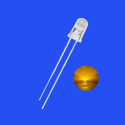 5mm 1.5Hz 12V 1/6 Duty Cycle Yellow Color 585-595nm 600-1200mcd Round Head Resistor Integrated Flashing LED
