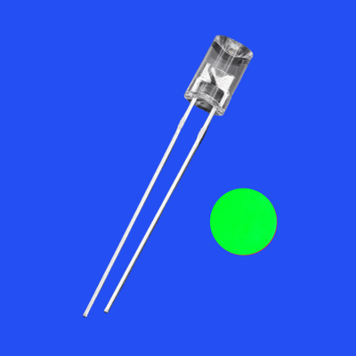 5mm 1.5Hz 1/12 Duty Cycle Green Color 525nm 7000mcd 90deg Flangeless Concave Shape Flashing LED