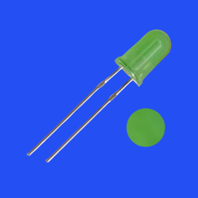 5mm 2Hz 1/8 Duty Cycle 12V Tinted Foggy Yellow Green Color 570nm 50mcd 60deg Resistor Integrated Flashing LED