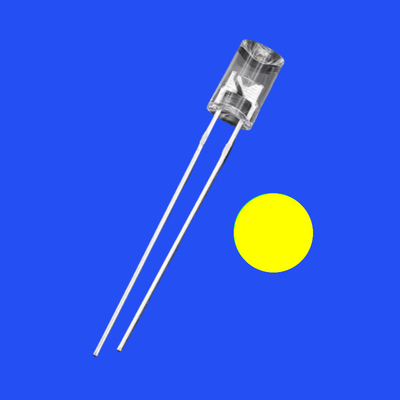 5mm 2Hz 1/6 Duty Cycle 12V Clear Yellow Color 590nm 1200mcd 90deg Resistor Integrated Flangeless Concave Blinking LED