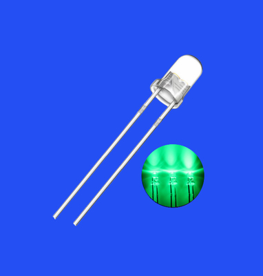 0.2W Illuminated 3mm 520-530nm Green Color 20000-24000mcd Round Shape F3 LED Diode