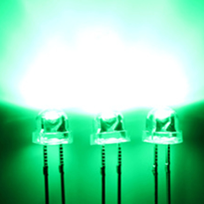 0.5W 5mm 520-530nm Green Color 5000-6000mcd Strawhat Shape Clear Lens 120deg LED Diode