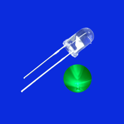 5mm LED Light Diode 520nm Green Color 18000mcd Clear Lens Round Head With Flange For Illumination