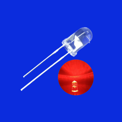 Through Hole LED 5mm 630nm Red Color Clear Lens Round With Flange For Illumination