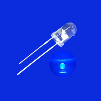 5mm LED Light Diode 460nm Blue Color 5000mcd Clear Lens Round Head With Flange For Illumination