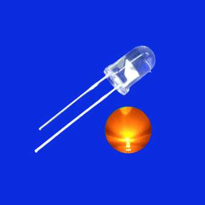 5mm LED Light Diode 600nm - 610nm Orange Color 2500mcd Clear Lens Round Head With Flange