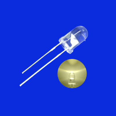 5mm LED Light Diode Warm White Color 2700K - 3500K 8000mcd - 10000mcd Clear Lens Round Head With Flange