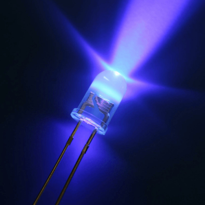 5mm LED Light Emitting Diode 390nm - 400nm Purple Color 300mcd - 400mcd Clear Lens Round Head With Flange