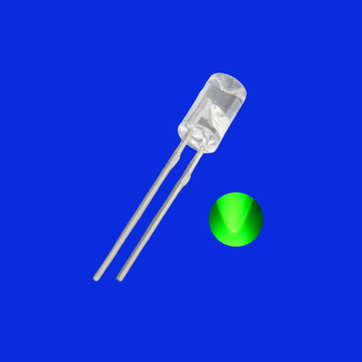 4mm LED 520nm - 530nm Green Color 2000mcd - 3000mcd Clear Lens Flangeless Concave Shape Diode